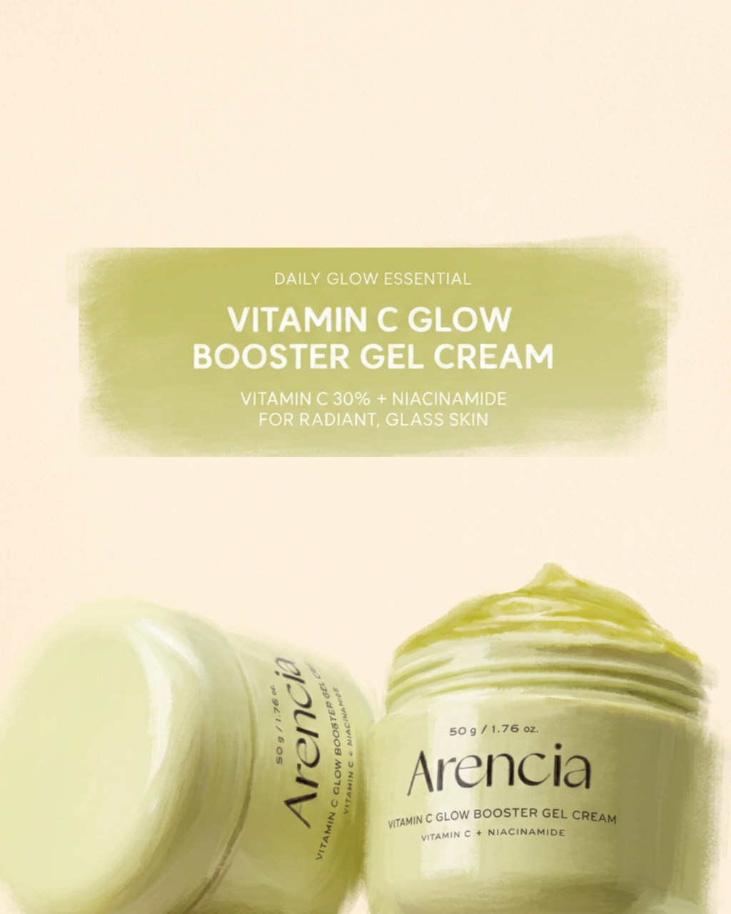 Arencia Vitamin C Glow Booster Gel Cream | Crema Coreana Iluminadora para Manchas y Glass Skin