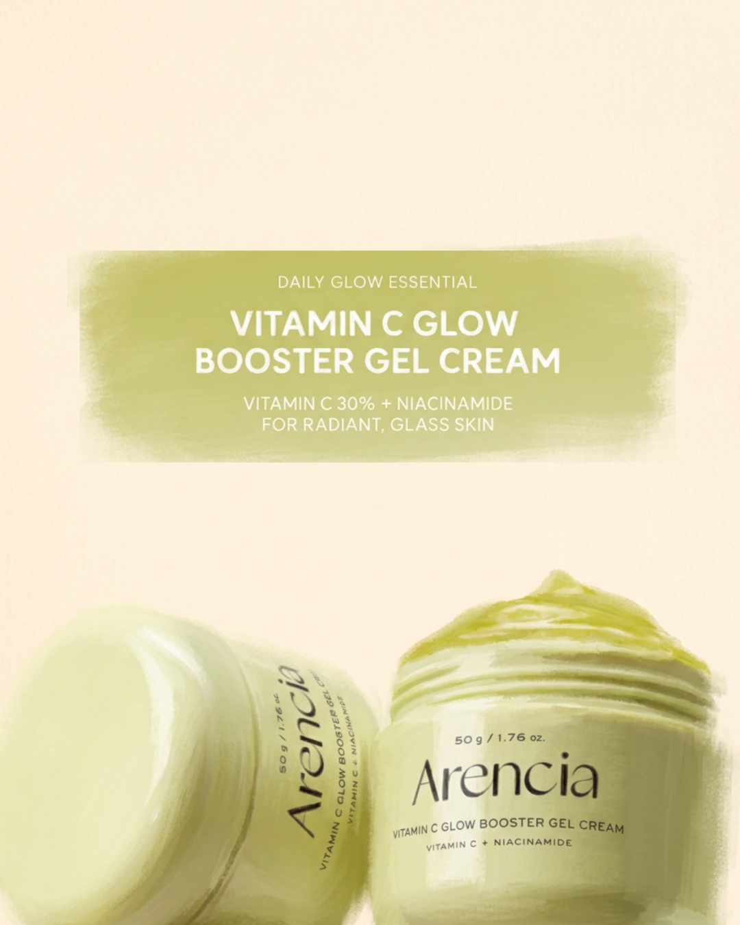 Arencia Vitamin C Glow Booster Gel Cream | Crema Coreana Iluminadora para Manchas y Glass Skin