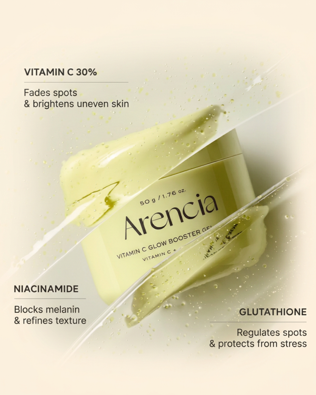 Arencia Vitamin C Glow Booster Gel Cream | Crema Coreana Iluminadora para Manchas y Glass Skin